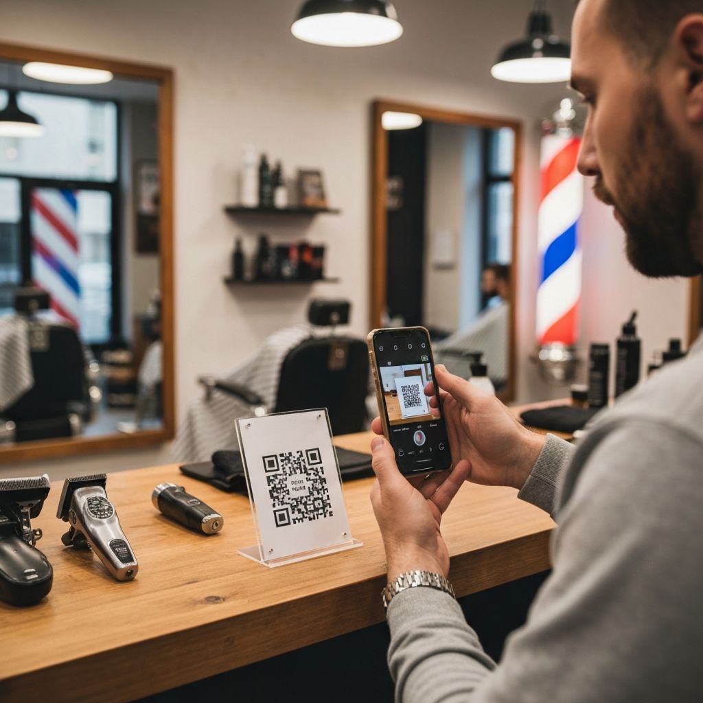 Customer using PintUp at a barber