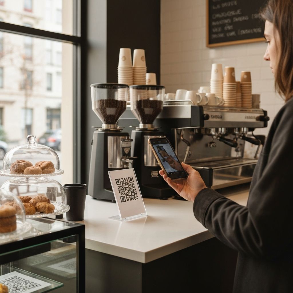 Customer using PintUp at a cafe